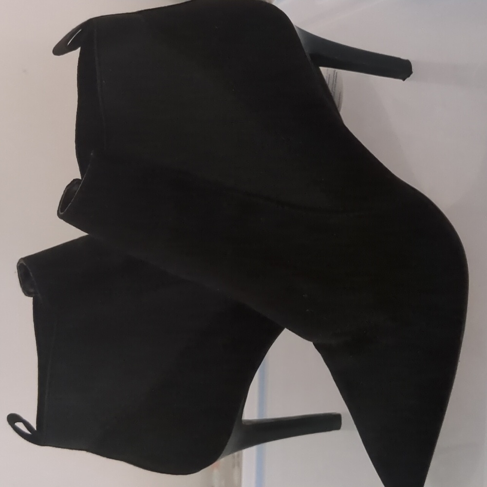 MANGO SUEDE BLACK HEEL ANKLE BOOTS sz 38